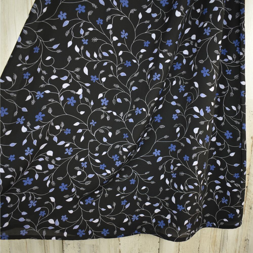 Vintage Floral Maxi Skirt Medium Black Blue Flowy 90s Dark Grunge Whimsigoth M - Picture 3 of 8